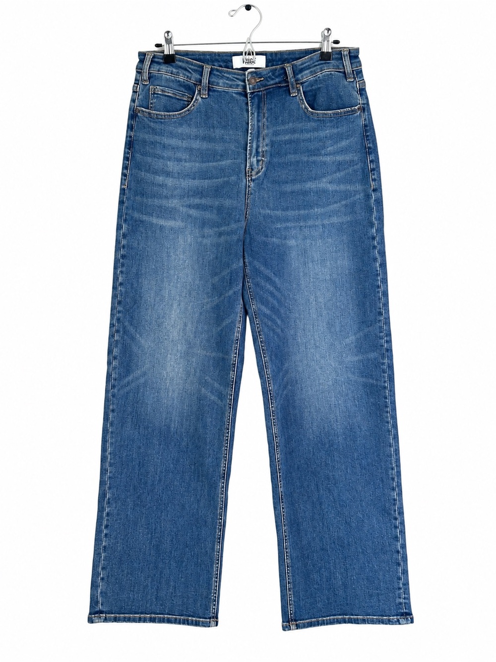 High-Waist Straight Leg Jeans in Washed Dark Blue - Picture 1 of 10
